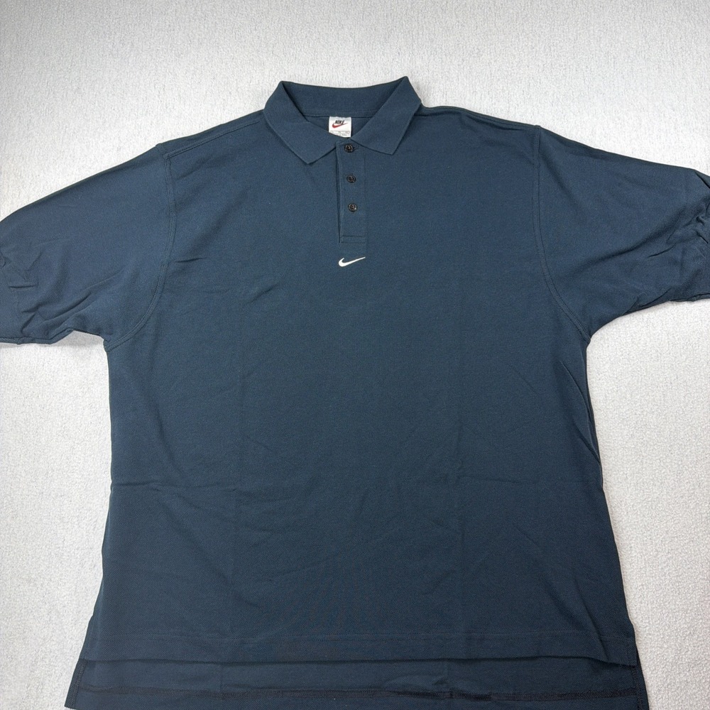 Vintage Nike Center Swoosh Polo Shirt Mens XL Blue 90s Retro